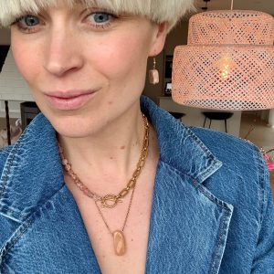 Chunky Gem Chain Halsband Peach