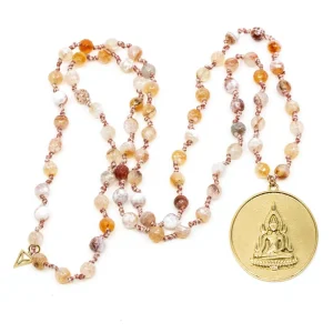 Round Buddha Icon Halsband Peach