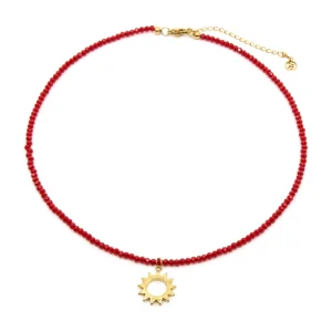 Sun Halsband Guld Röd